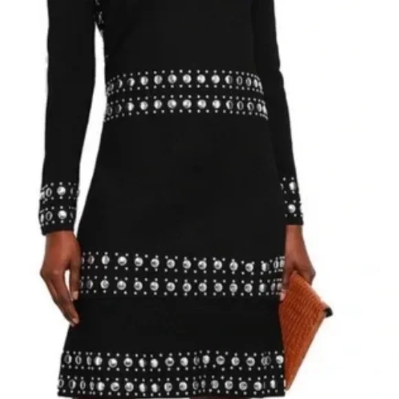 MICHAEL MICHAEL KORS
Studded Stretch-knit Mini Dress In Black/Gold - Picture 2 of 8